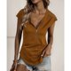 thumbnail image 4 of Blusa de encaje con cuello con cremallera, blusa de encaje con cremallera y manga corta con cuello en V y cremallera para mujer, blusa de encaje con cremallera y manga corta, rendimiento impulsado, 4 of 6