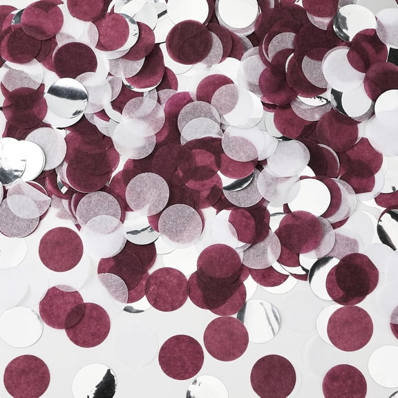 BESTSKY Maroon Confetti, Maroon Graduation Party Decorations Burgundy Silver Confetti 1 Inch Round Confetti Table Scatter for Engagement Birthday Wedding Bridal Shower Table Decorations