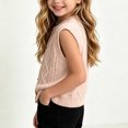 thumbnail image 5 of Xdegoge Girls Cable Knit Sweater Vest Sleeveless Button Down Cardigan Crewneck Waistcoat Fall Winter Warm Layering Tops for Kids Casual School Everyday Wear, 5 of 9