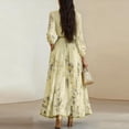 thumbnail image 5 of HBYJLZYG Women's Floral Maxi Dress, V-Neck Pleated Waist Long Sleeve with Tie Belt, Elegant Flowy A-Line Formal Party Vacation Wear for Women, 5 of 5