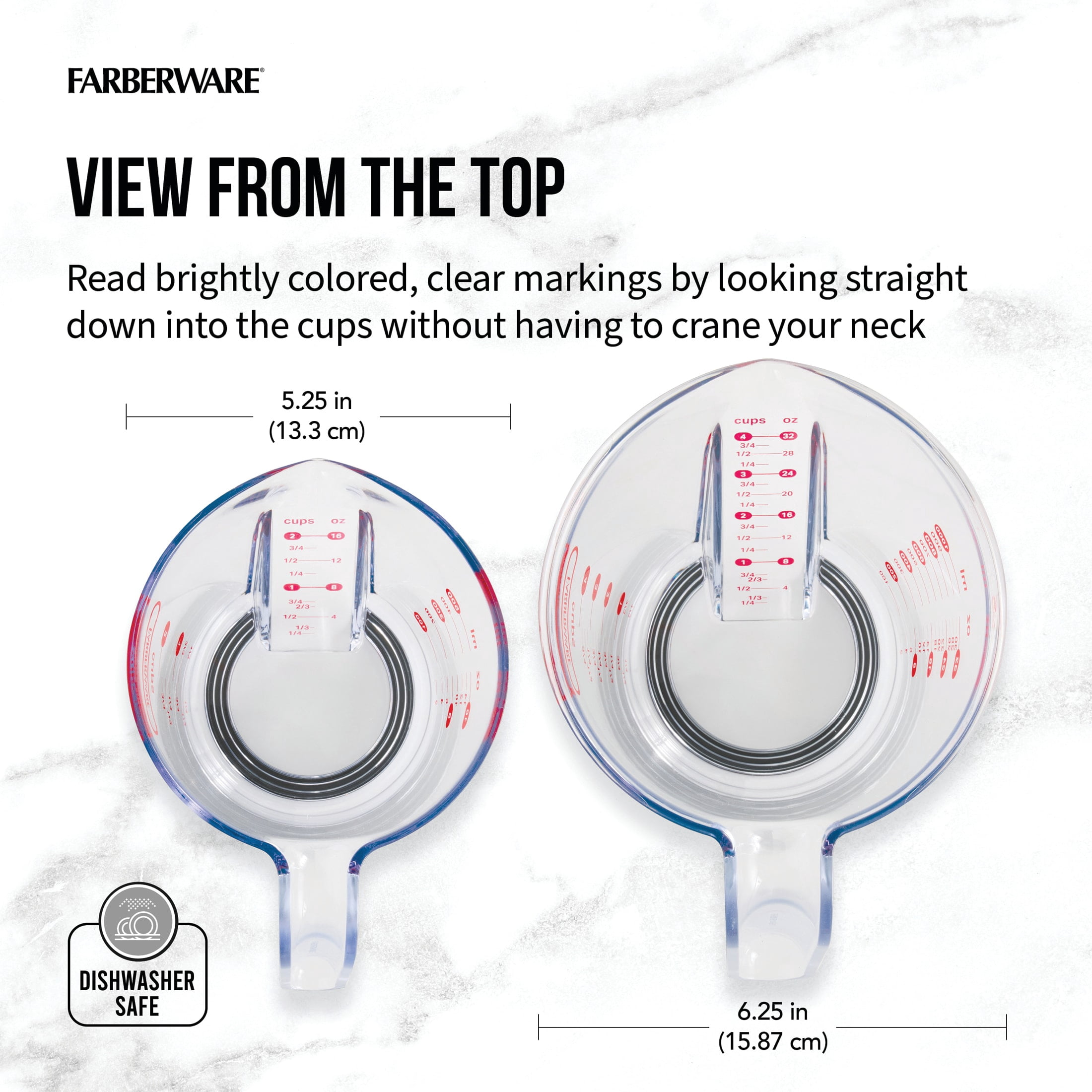 Farberware Professional Set of 2 Nesting Measuring Cups with Easy-Read Design, Clear