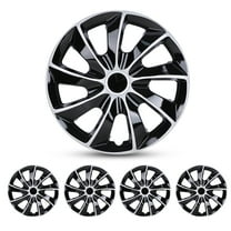 4Pcs Set 15 inch Universal Hubcaps Wheel Rim Cover Compatible with Steel Wheels Snap on Installation Fit R15 Tire,Silver Lacquer & Black Lacquer