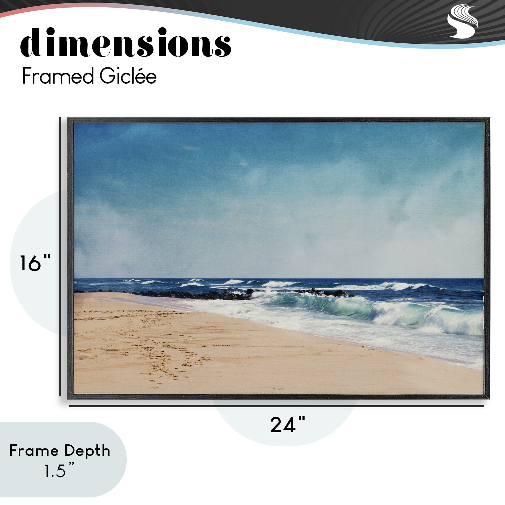 Stupell Industries Atlantic Waves Shoreline Black Framed Giclee Art, design by Dirk Wüstenhagen