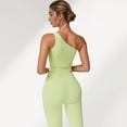 thumbnail image 6 of Women's One Shoulder Cropped Active Tank Top with Asymmetrical Neckline - Medium, Green, 6 of 7