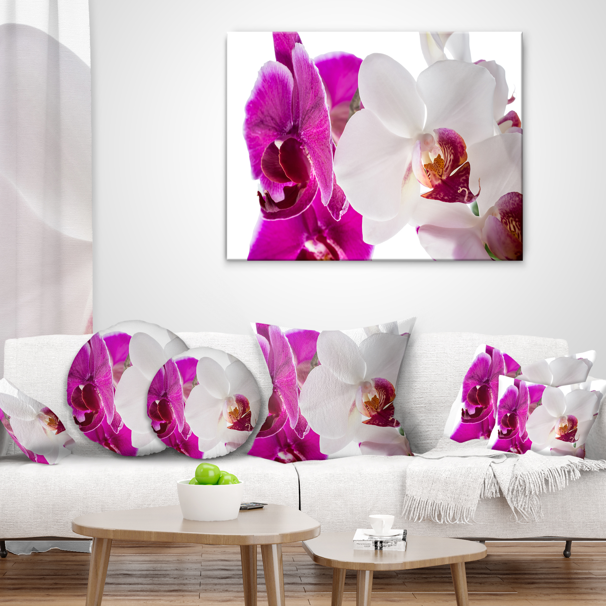 Designart Blooming Orchid Flowers - Abstract Throw Pillow - 12x20