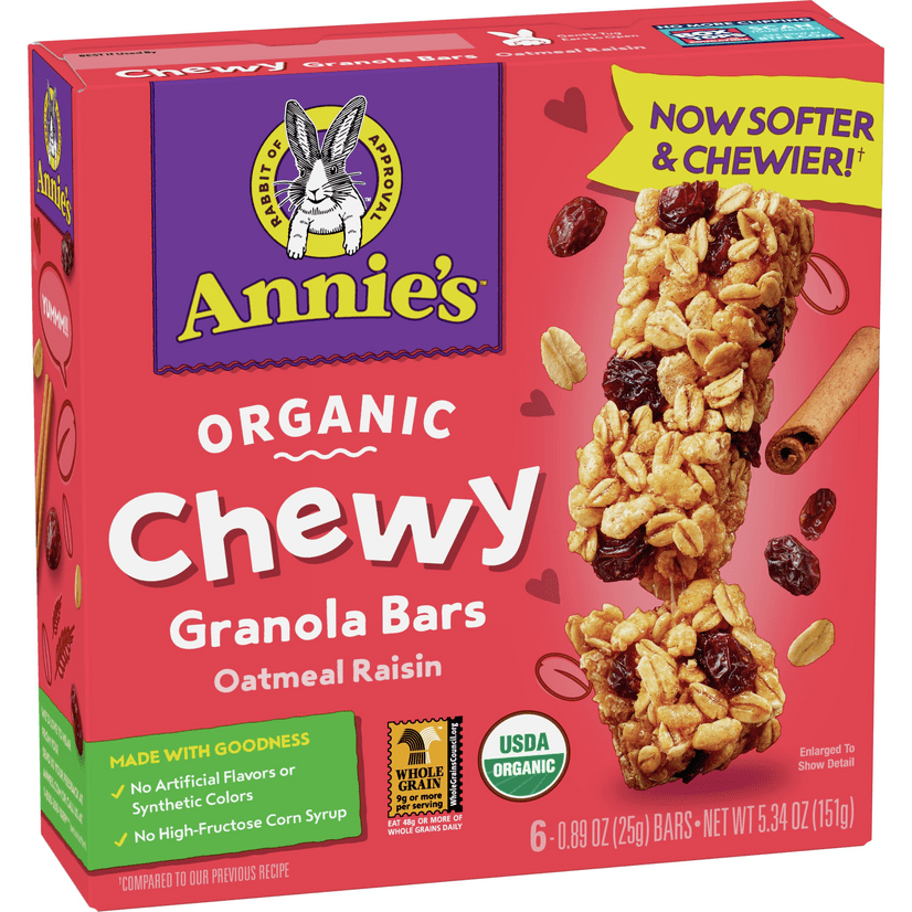 Annie's Organic Chewy Granola Bars, Oatmeal Raisin, 5.34 oz, 6 ct