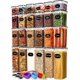 thumbnail image 1 of Paquete de 24 recipientes herméticos para almacenar alimentos con tapas para organizar y almacenar la despensa de la cocina, juego de botes de plástico para cereales, pastas, harina y azúcar, juego, 1 of 6
