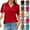03# Red, variant on Trendy V Neck Polo Shirts Women'S Short Sleeve Summer Business Casual Collared Tees,Wine Xxl