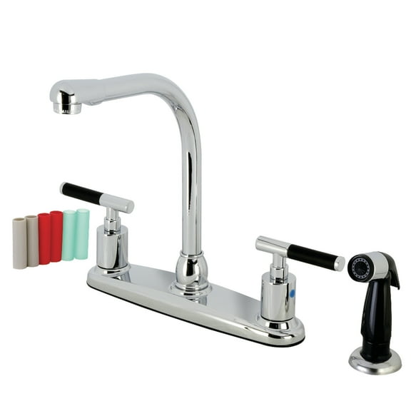 Kingston Brass FB751CKL Kaiser 8-Inch Centerset Kitchen Faucet with Sprayer, Polished Chrome