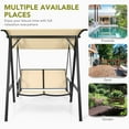 thumbnail image 7 of GVN Outdoor Porch Steel Hanging 2-Seat Swing Loveseat with Canopy-Beige, Porch Swing Hanging Bench, Outdoor Swing Bench for Patio, Yard, Garden, 7 of 7