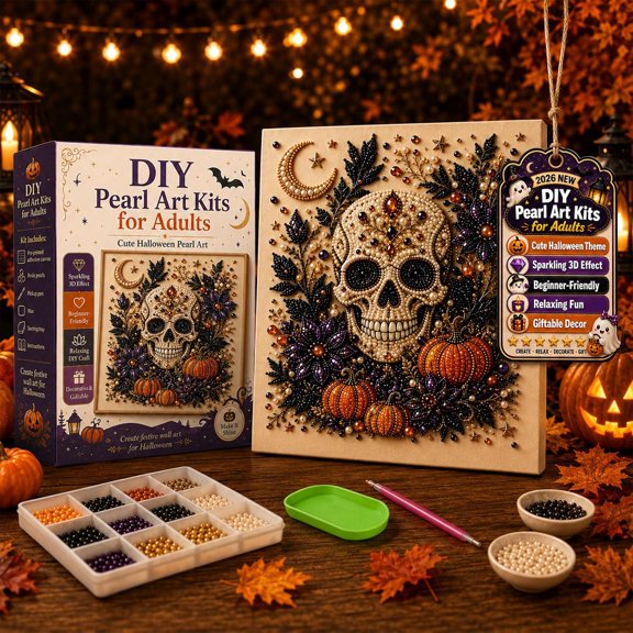 2026 New Halloween Ghost Pearl Art DIY Kit, Spooky Cute 3D Diamond Painting Crafts for Adults, DIY Fall Home Decor Wall Art, Beginner DIY Seasonal Party Gift