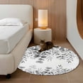 thumbnail image 3 of Round Area Rug 4 Ft, Grey Eucalyptus Leaves Washable Non-Slip Circle Carpet for Living Room/Bedroom, Spring Summer Botanical Low-Profile Crawling Mats Collection Rugs for Indoor, 3 of 7
