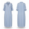 thumbnail image 7 of Noric Women Summer Striped Shirt Dresses Long Sleeve Button Down with Pockets Casual Flowy Loose Fit Maxi Dresses, 7 of 7
