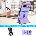 thumbnail image 6 of Compatible with Google Pixel 8a Case, with PU Leather Credit Card Holder Magnetic Back Stand Rugged Slot Mobile Flip Purse Phone Cover for Google Pixel 8a Women Men - Lightpurple, 6 of 7