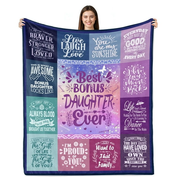 LHSHID Bonus Daughter Gifts Blanket Gift for Stepdaughter Gifts from Stepmom Christmas Birthday Gifts for Stepdaughter Fleece Blanket 30x40in