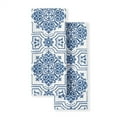 thumbnail image 2 of Martha Stewart Stripe Medallion Cotton Kitchen Towel Set, Blue, 2 Piece, 2 of 4