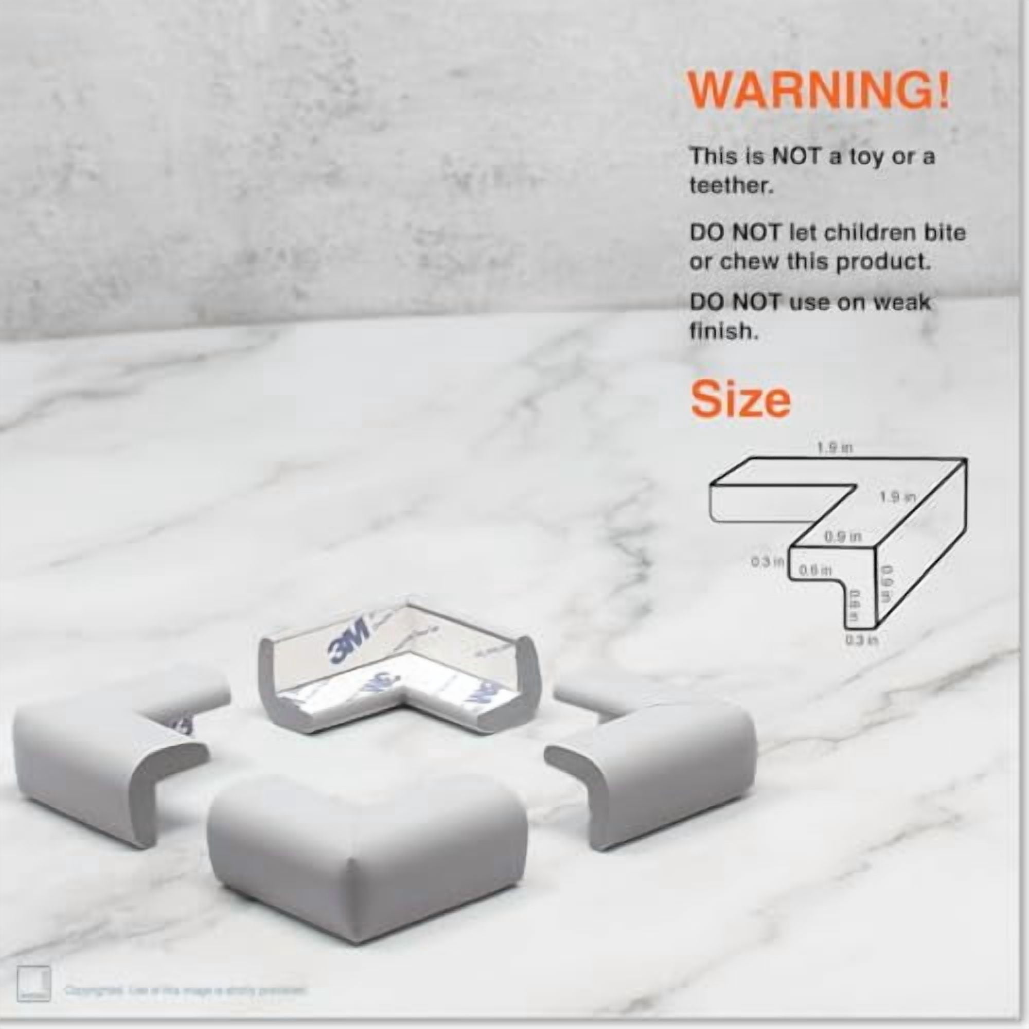 Slimfit Corner Edge Protector for Baby Proofing (Small 15ft Edges 4 Corners), Furniture Safety Bumper Guard, Soft NBR Rubber Foam, 3M Adhesive, Stone Grey