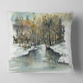 thumbnail image 2 of Designart River in Woods Watercolor - Landscape Painting Throw Pillow - 16x16, 2 of 5