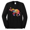 thumbnail image 2 of Wild Bobby, Colorful Walking Good Luck Elephant Animal Lover Mens Long Sleeve Shirt, Black, X-Large, 2 of 3
