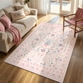 thumbnail image 4 of Wonnitar 5'x 7' Pink Floral Area Rug for Girls Bedroom - Machine Washable Nursery & Kids Room Carpet, Ultra-Thin Non-Slip Soft Rug for Dorm, Playroom, 4 of 12