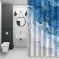 thumbnail image 3 of Abstract Waves Shower Curtain for Bathroom, Blue Ocean Spray Seaside Watercolor Waterproof Cloth Fabric Bathroom Accessories Set with 12 Rust Proof Plastic Hooks, 36"x78", 3 of 9