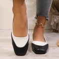 thumbnail image 5 of hoksml Women's Two-Tone Square Toe Flats, Low Wedge Heel, Casual Office Dress Shoes, 5 of 8