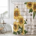 thumbnail image 4 of Sunflowers Bathroom Shower Curtains with 12 Hooks Polyester Waterproof Shower Curtain for Stalls and Bathtubs Farmhouse Botanical Flowers Bees Wooden Decorative Bathroom Privacy Curtain 36x72 Inches, 4 of 9