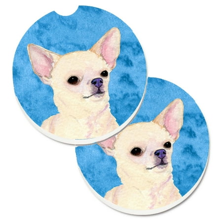 

Carolines Treasures SS4748-BUCARC Blue Chihuahua Set of 2 Cup Holder Car Coasters Large multicolor