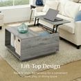 thumbnail image 4 of Best Choice Products Square Rustic Modern Lift Top Coffee Table w/ Cubby, Non-Scratch Pads - Gray, 4 of 8