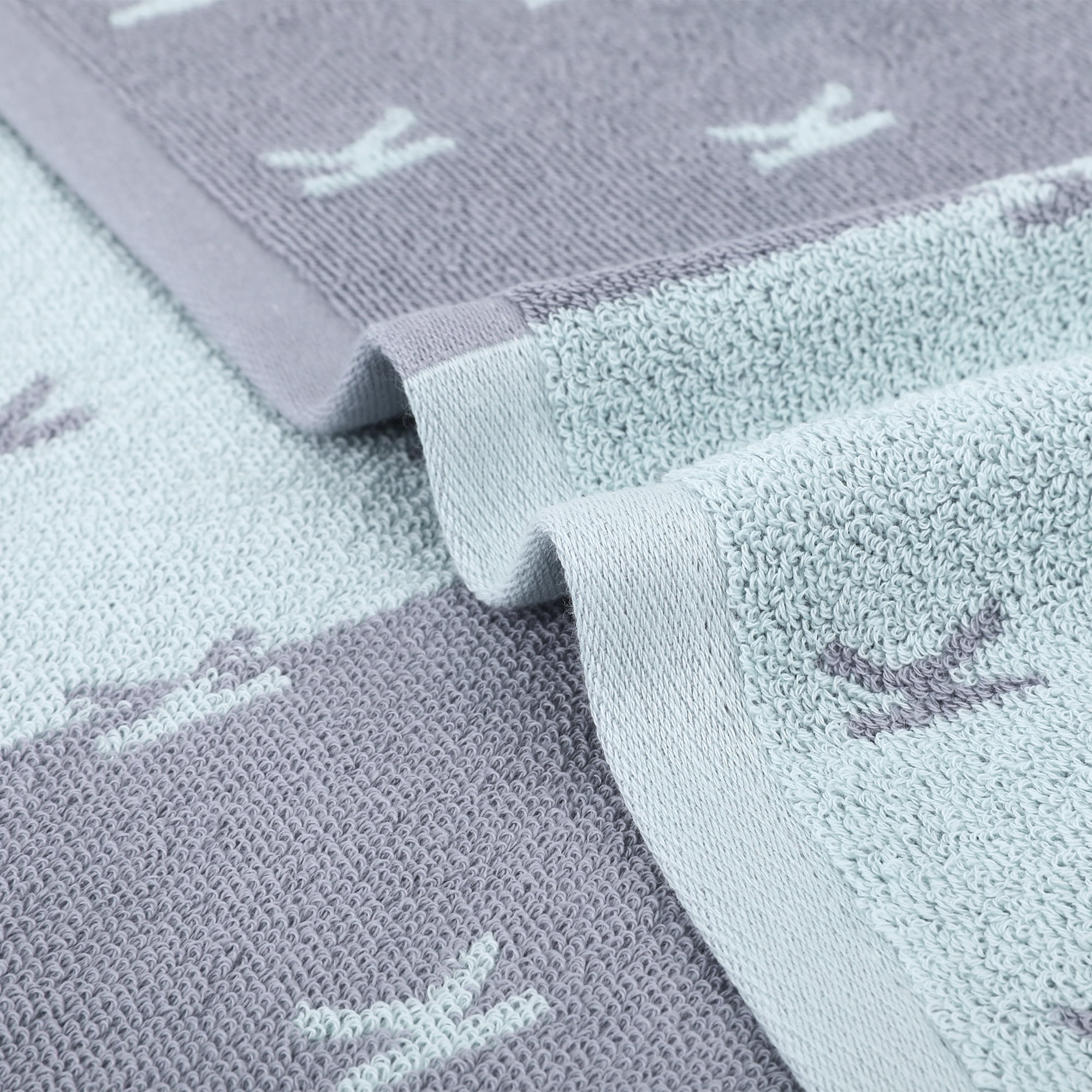 Unique Bargains Letter Patterns Soft Cotton Hand Towels for Bathroom Kitchen Blue 4-Piece