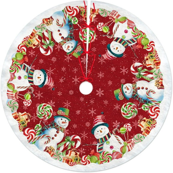 Christmas Tree Skirt, Snowman Tree Skirts 36 Inch, Christmas Trees Decoration, Xmas Decor Mat for Indoor Outdoor, Xmas Skirts, Snowman Holiday Decoration