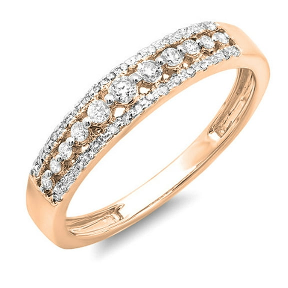 0.25 Carat (ctw) 14k Rose Gold Round Diamond Ladies Anniversary Wedding Band Ring 1/4 CT