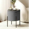 thumbnail image 2 of Hearth & Harbor Ottoman with Storage, Foot Stool Storage Ottoman Round Boucle, Gray, 2 of 9