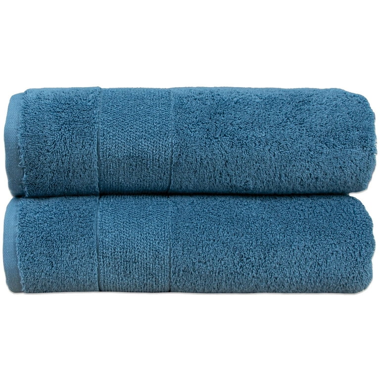 Aston & Arden Luxury Turkish Bath Towels, 2-Pack, 600 gsm, Extra Soft & Plush, 30x60, Solid Color options with Dobby Border - Copen Blue