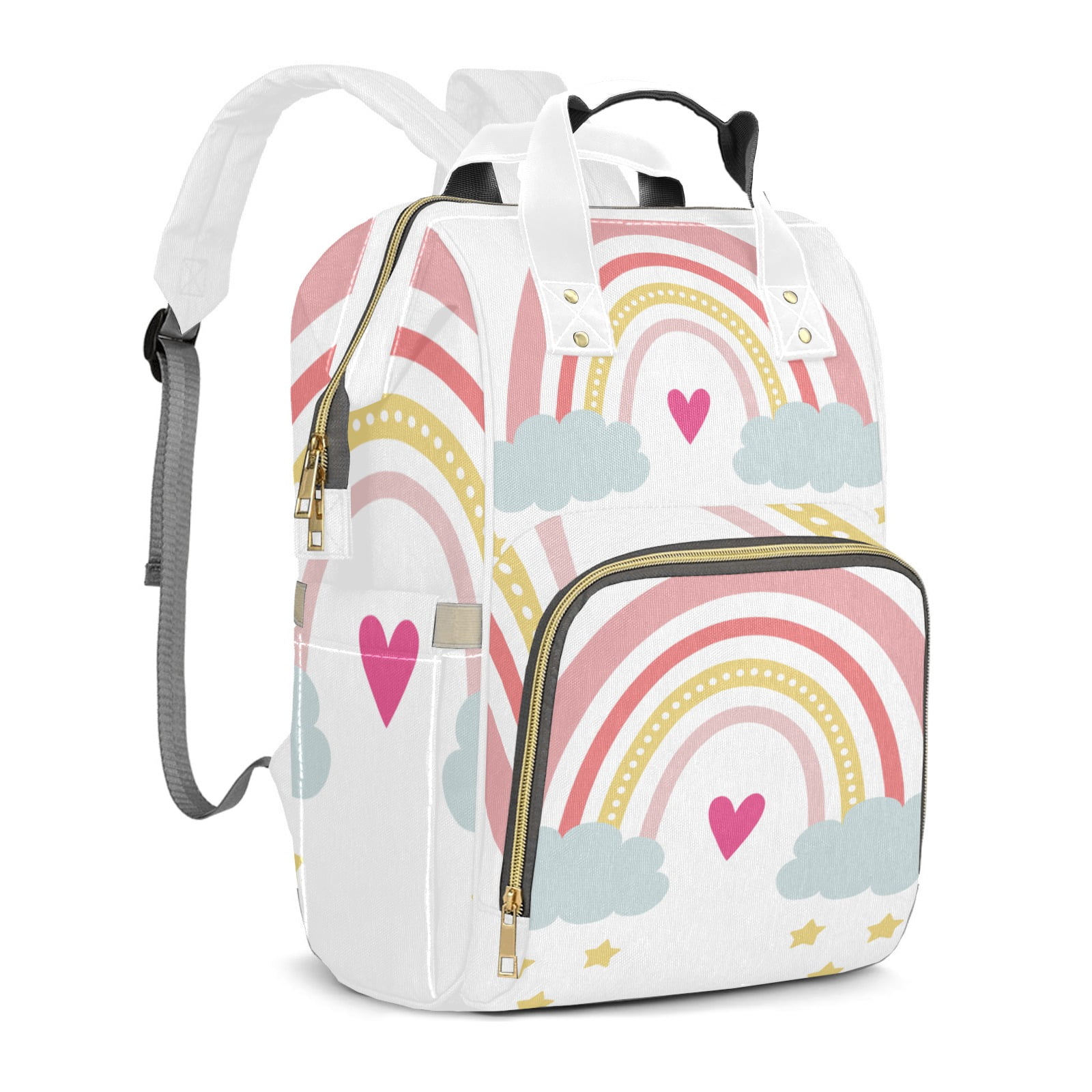 Rainbow Diaper Backpack – Large Capacity, Insulated Baby Bottle Pocket, Multifunctional Mommy Bag for Boys & Girls