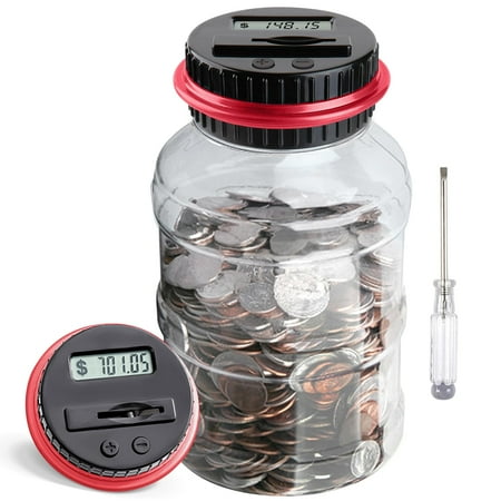 WSBArt 1.8L Capacity Large Piggy Bank For Kids Adults, Digital Coin Counting Bank With LCD Counter, Coin Bank Money Jar For Boys Girls, Designed For All US Coins