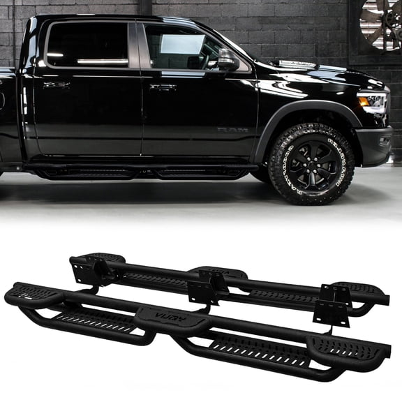 Vijay Running Boards Compatible with 2019-2020-2021-2022-2023-2024-2025-2026 Dodge Ram 1500 Crew Cab Bolt-on Side Steps Rails Steel Nerf Bars