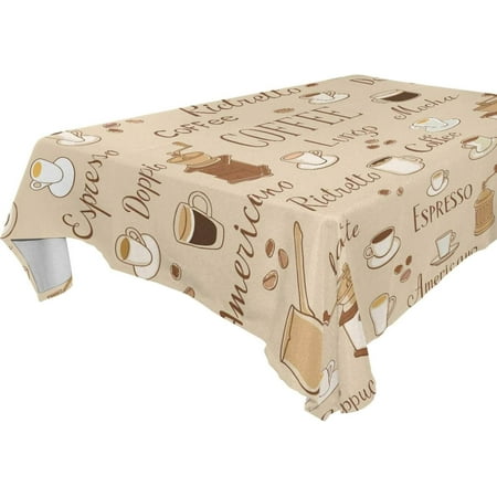 SKYSONIC 60"x120" Square Tablecloth with Coffee Time Prints, Anti-Wrinkle and Smooth Table Cloth for Kitchen/Home Party Decoration