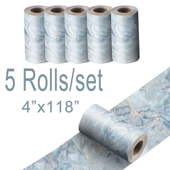 2 Rolls Marble Wallpaper Borders for Mirror Frame Border Contact Paper for Bathroom Marble Frame Stickers for Wall Decor Vinyl Waterproof Peel and Stick Wallpaper Border,4"x95"