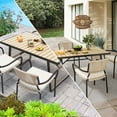thumbnail image 6 of DWVO Patio Dining Table 59.1" x 34.3" Outdoor Furniture Wood Metal Rectangular Table, Brown, 6 of 8