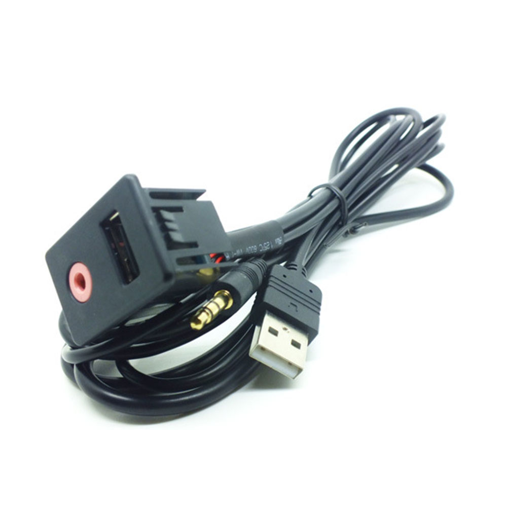 USB Switch Socket AUX Switch Socket Universal AUX+USB Car Audio Modification Cable Extension for