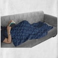 thumbnail image 6 of Ikat Soft Flannel Fleece Throw Blanket, Vintage Aztec Mexican Cultural Elements Retro Chevron Motif with Lines, Cozy Plush for Indoor and Outdoor Use, 50" x 70", Dark Blue and Pale Blue, by Ambesonne, 6 of 6