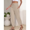 thumbnail image 4 of Pantalones capri ANRABESS Palazzo de pierna ancha para mujer, color beige, 4 of 6