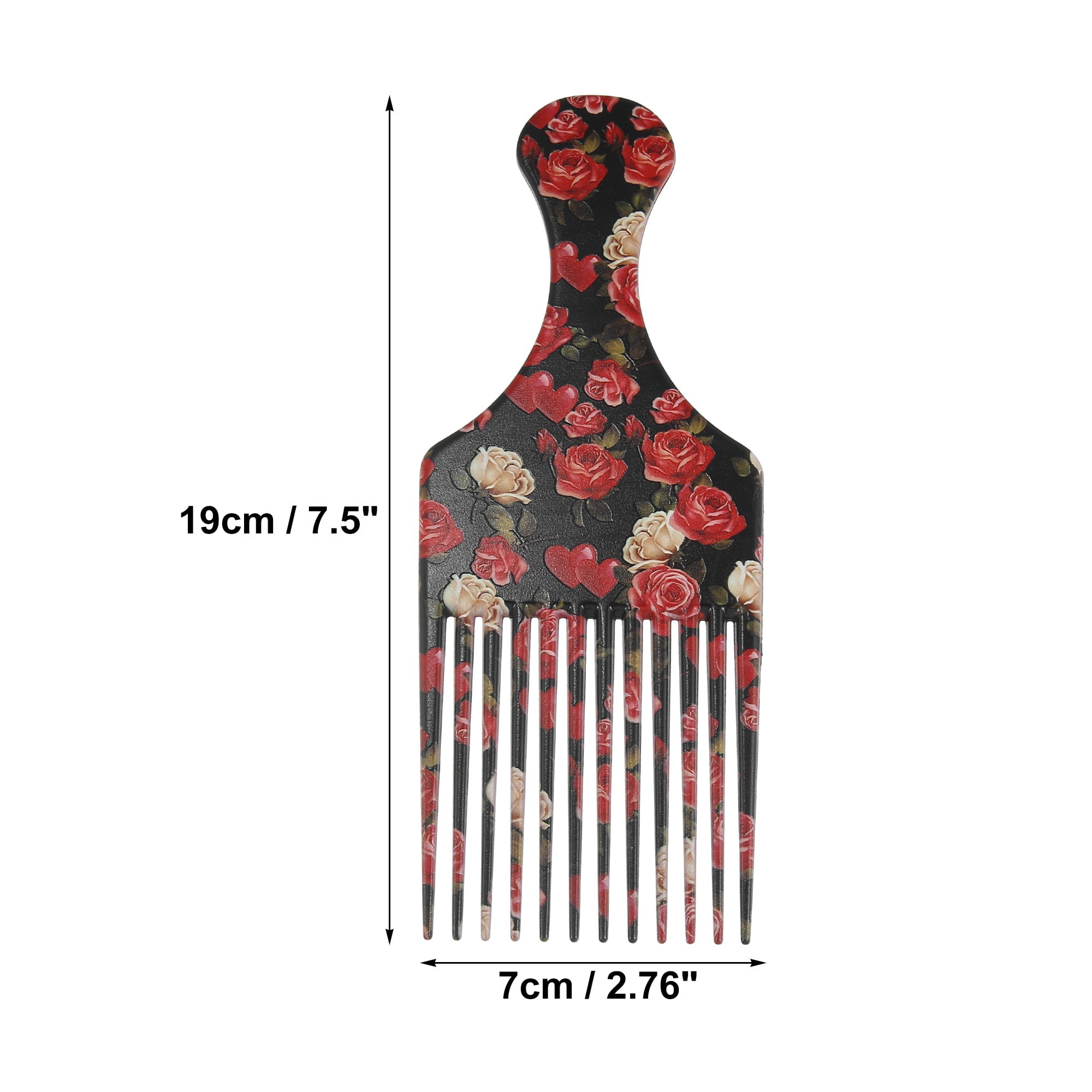 Unique Bargains Wide Tooth Afro Hair Pick Comb Hair Styling Tool for Men Plastic Flower L