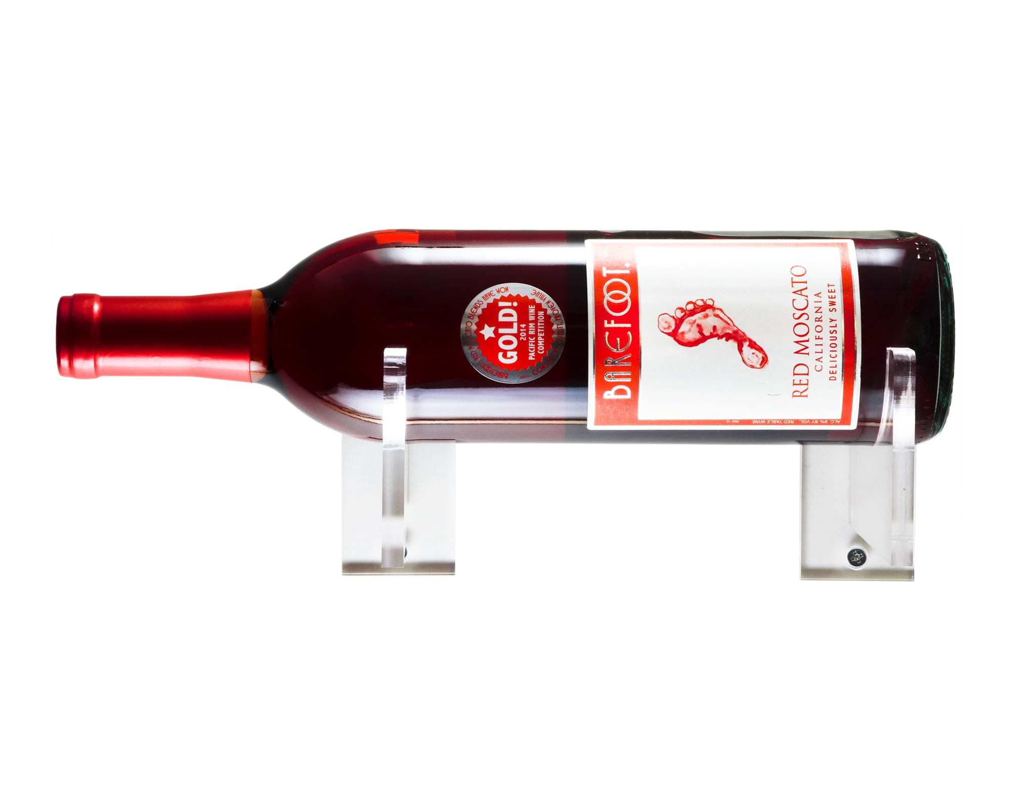 Deluxe Clear Acrylic Wine Bottle Display Wall Mount Bracket (A023WBLL