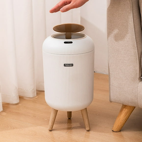 Riforla Smart Sensor Wastebasket Convenient and Hygienic Easy to Use Technology Sensor Water Proof Wastebasket Plastic Wastebasket for Kitchen Bathroom Bedroom Living Room Office Outdoor White