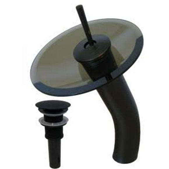 Falls Single Lever Waterfall Vessel Faucet Set, Oil Rubbed Bronze & Tea Glass