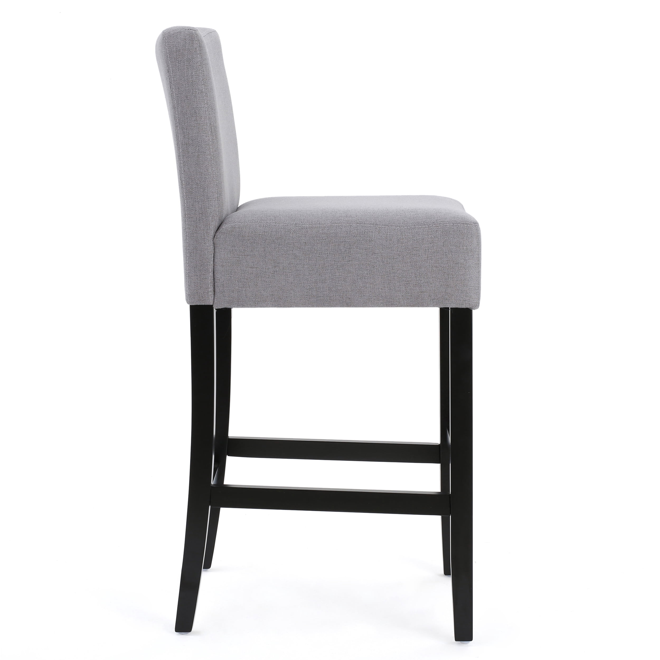 Noble House Lindsey Modern Contemporary 29.5" Fabric Bar Stools, Set of 2, Light Grey