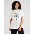 thumbnail image 1 of A Round-Neck Printed T-Shirt, Vintage Casual Printed Top for Women., 1 of 6