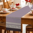 thumbnail image 5 of Purple Floral Table Runner 36 Inches, Modern Farmhouse Leaves Brown Striped Bed Runner Dresser Scarves Tabletop for Indoor Outdoor Parties/Ceremony/Banquet, 13"x 36", 5 of 9